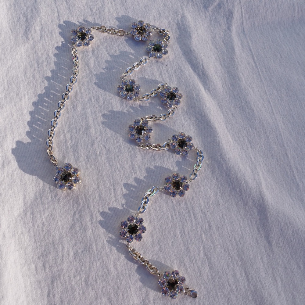 Fun wild rhinestone flower chain belt